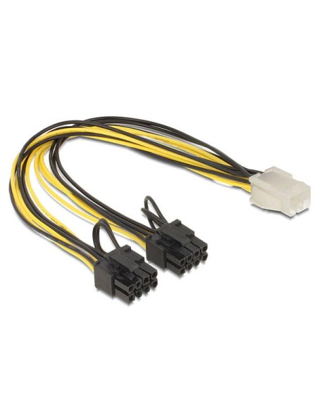 Adaptador alimentacion gráfica 6 pines pci-e a 2x 6+2 Pines Pci-e  / 30cm / Delock 83433