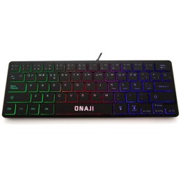 Teclado Gaming TKL Onaji KII / Iluminacion Led Rainbow / 64 teclas / Diseño Slim / Silencioso / Negro