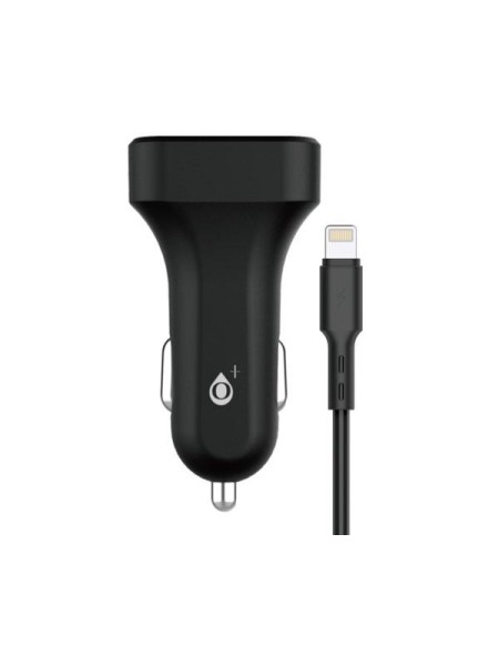 Cargador de coche-mechero Usb x2 + cable Lightning iPhone 8-13 / 5v 2.4a / A6168 / Negro-Morado / One+