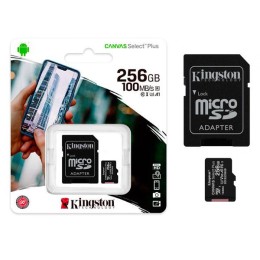 Micro sd xc Kingston Uhs-i 256Gb Canvas Select Plus 100mb/s clase 10  con adaptador SDCS2/256GB