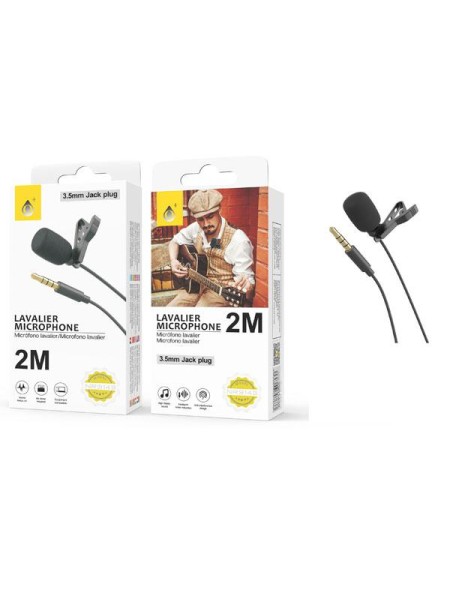 Microfono con clip solapa NR9143 / 2m / Negro / One+
