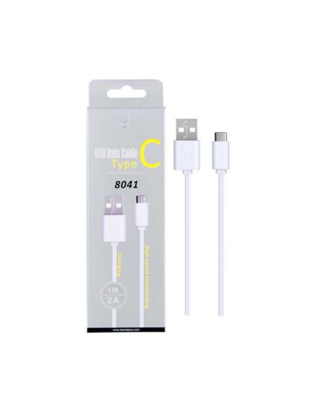 Cable datos USB 2.0 a Type-C / 1m / 3.4a / 8041 / Blanco / One+