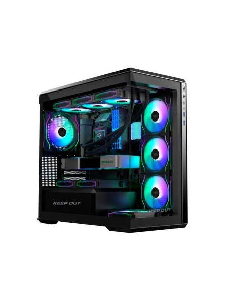 ÷ Caja microatx keep out xc-905 pro+ 1x3.5? 1x2.5? 1xusb2.0 1xusb3.0 gpu max 430mm cristal temp negro