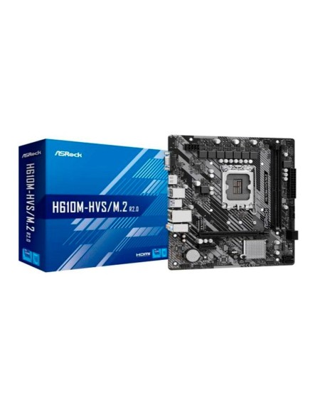 Placa base Asrock H610M-HVS/M2 R2.0 / Socket 1700 / DDR4 / MATX / 90-MXBJJ0-A0UAYZ / DESPRECINTADA