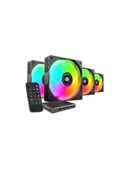 ÷ Kit 4xventilador interno argb mars gaming mf3dprokit negro 120mm argb hub rf remote
