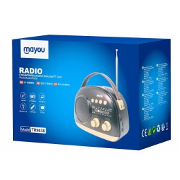 Radio portatil Am-Fm Bluetoothh 5.4 con Antena TR9438 / Altavoz externo / 1200Mah / Negro / Mayou / 0954382
