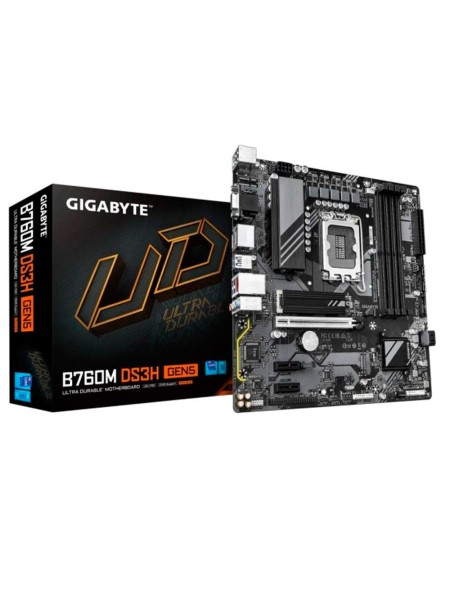 Placa base Gigabyte B760M DS3H GEN5 / Socket 1700 / M-ATX / 4x DDR5 / Lan 2.5 GbE /  HDMI / VGA / DP