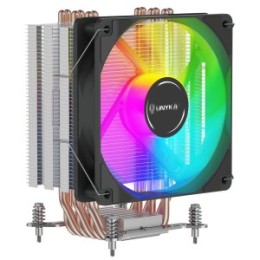÷ Ventilador con disipador para cpu unyka unycool h60 argb 9 aspas 120mm compatible todo intel + am4